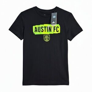NWT | Adidas Austin FC Black Neon Green Graphic Soccer Performance Tee | XSmall